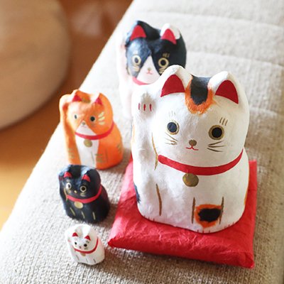 |一千乃|手工和紙俄羅斯娃娃招財貓 - 花貓 (預售貨品)