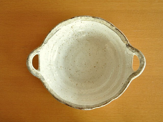 | 白唐津粗陶系列 | 美濃燒 25.5cm 雙耳橢圓盤