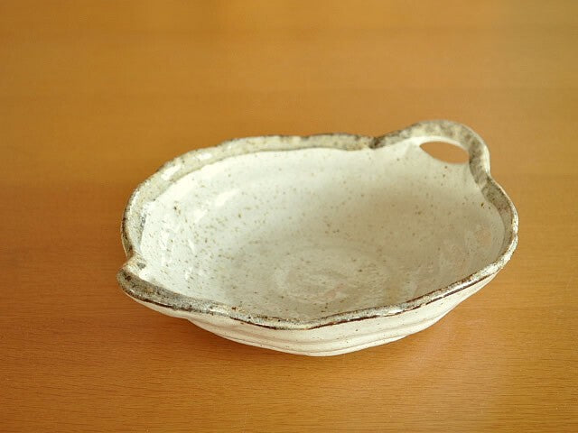 | 白唐津粗陶系列 | 美濃燒 25.5cm 雙耳橢圓盤