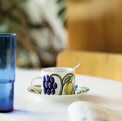 | ARABIA | Paratiisi 系列 茶杯/咖啡杯連碟 (黃藍)