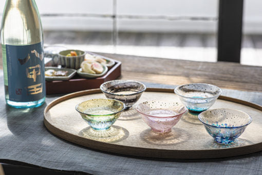 | 津輕琉璃|	爽華系列 金箔清酒杯 (附木盒)