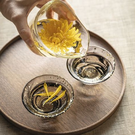 | 津輕琉璃|	爽華系列 金箔清酒杯 (附木盒)