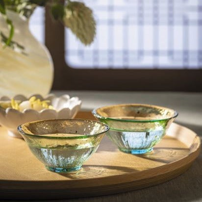 | 津輕琉璃|	爽華系列 金箔清酒杯 (附木盒)