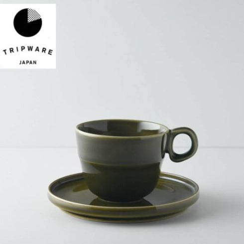 | Tripware | 美濃燒咖啡杯連碟子 | 墨綠色